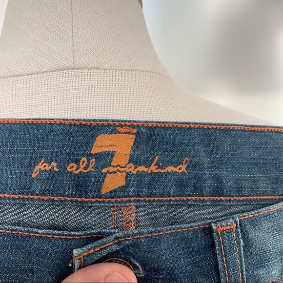 7 for all mankind denim front slit skirt - Picture 7 of 8